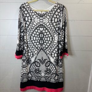 Eliza J Women's Elegant Patterned Dress with Pink Accents Size 12